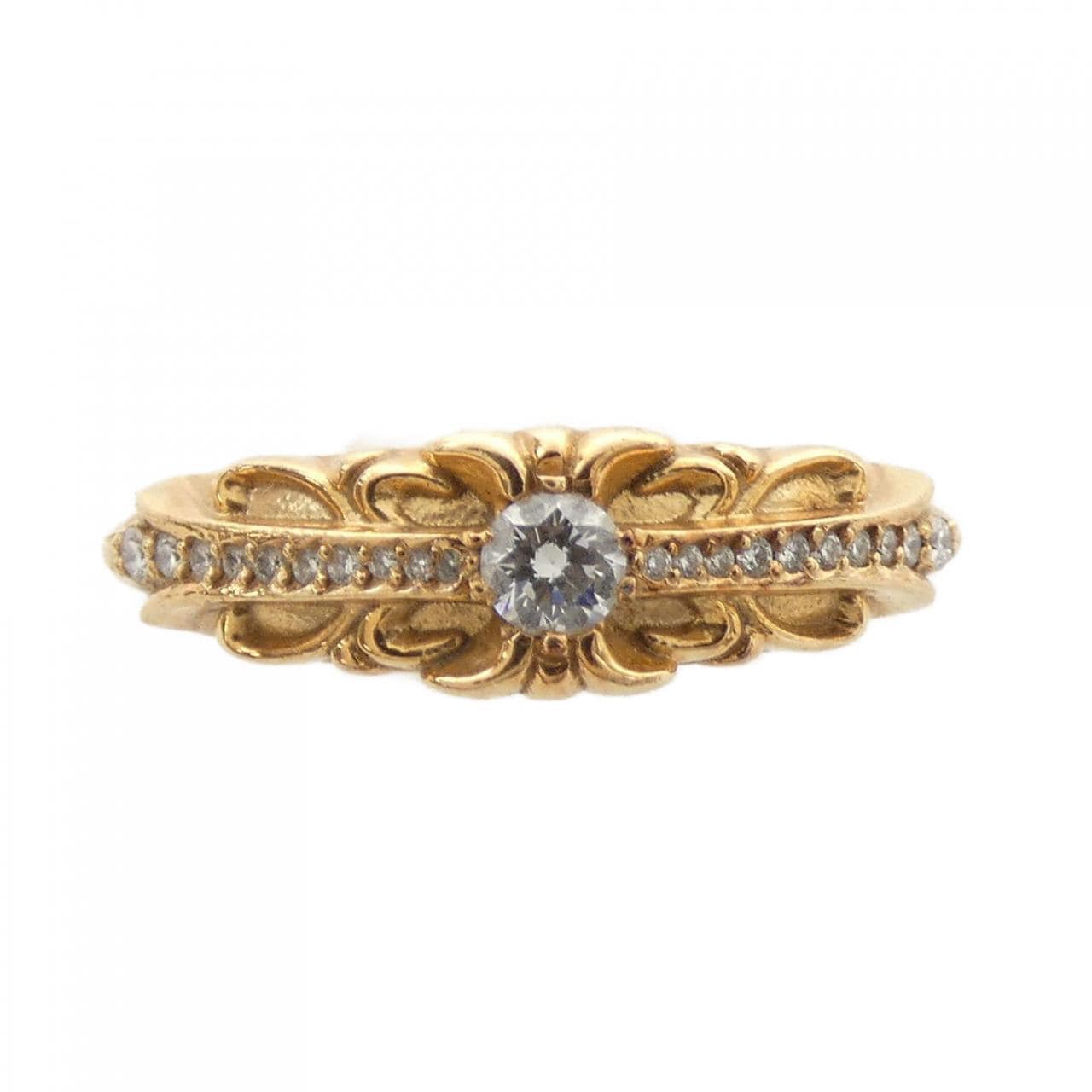 クロムハーツ CHROME HEARTS BABY CLSC FLORAL CRS DMND PAVE 207146023GLD RING