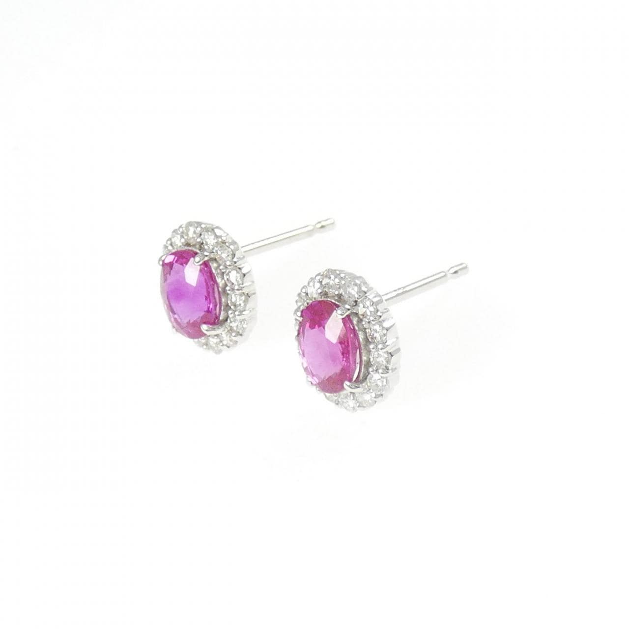 K18WG/PT900 ルビー ピアス 0.58CT