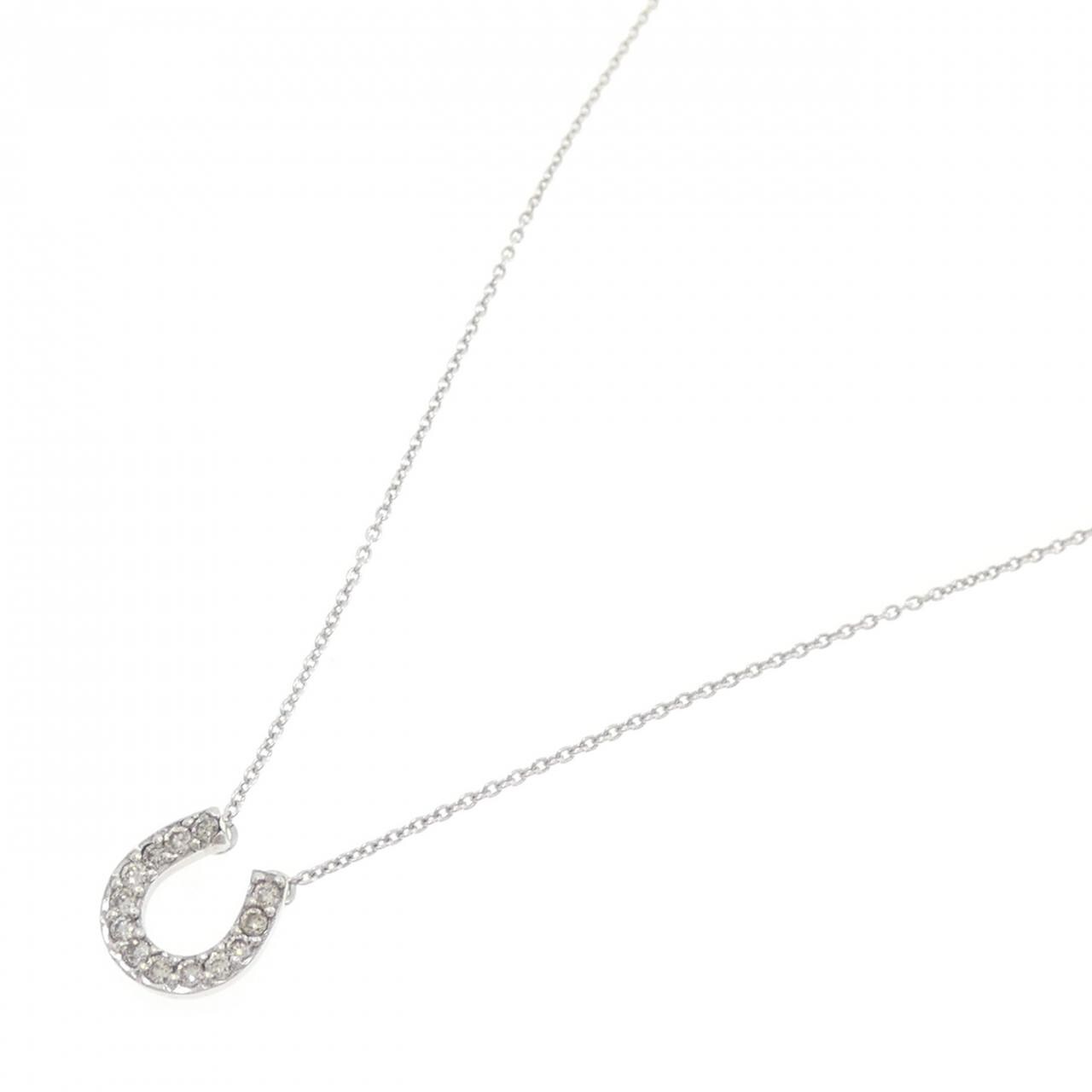 K18WG ホースシュー ダイヤモンド ネックレス 0.13CT