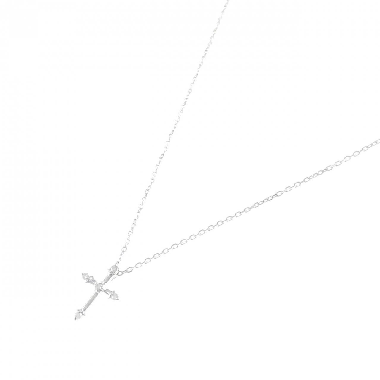 K10WG クロス ダイヤモンド ネックレス 0.04CT