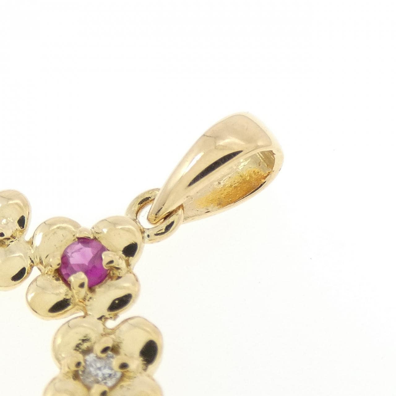 K18YG花朵红宝石吊坠