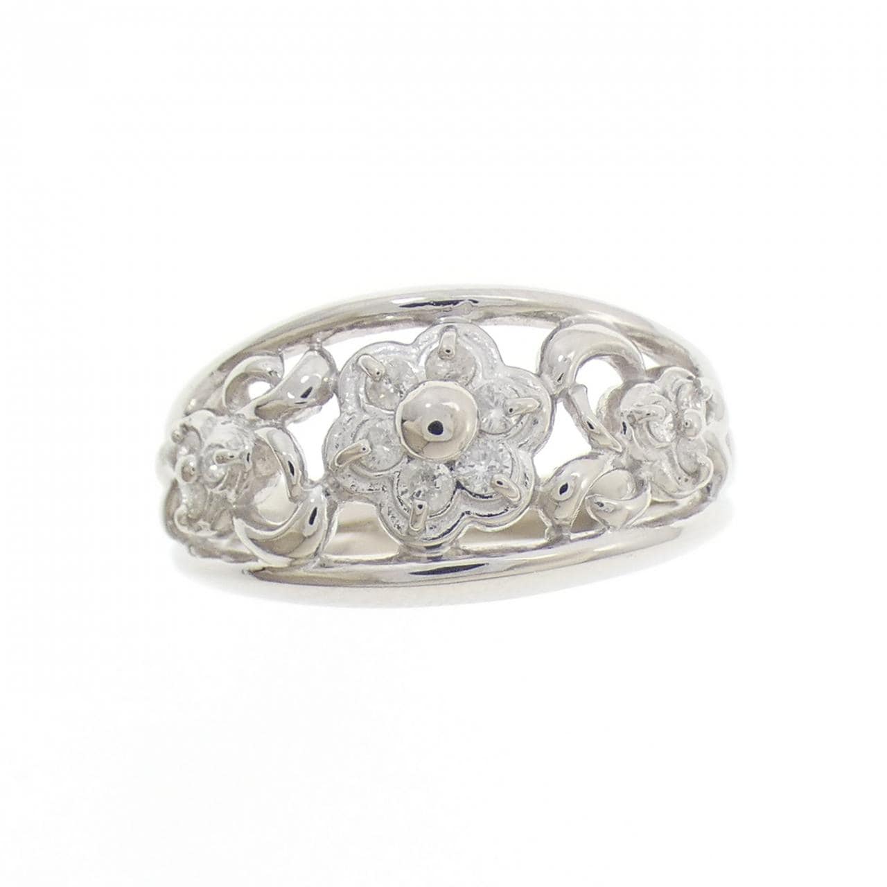 PT900 フラワー ダイヤモンド リング 0.18CT