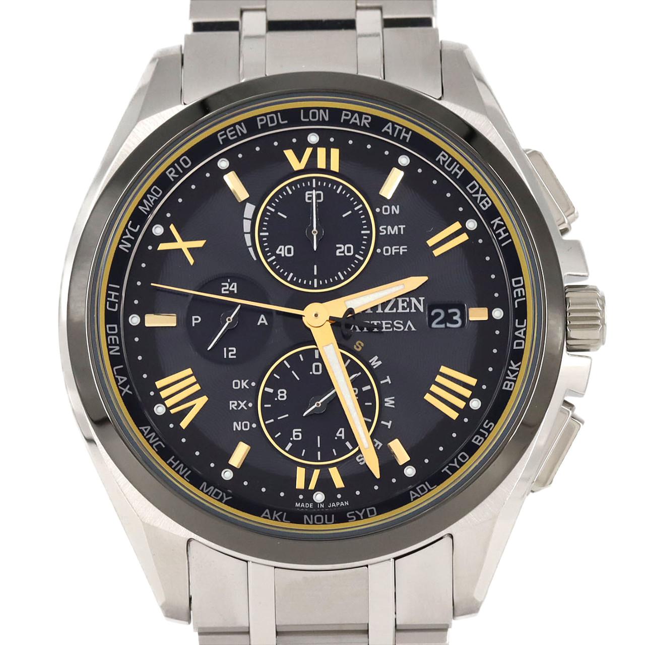 シチズン アテッサ 電波時計 H800-A1CDW07/AT8244-57E TI ソーラークォーツ