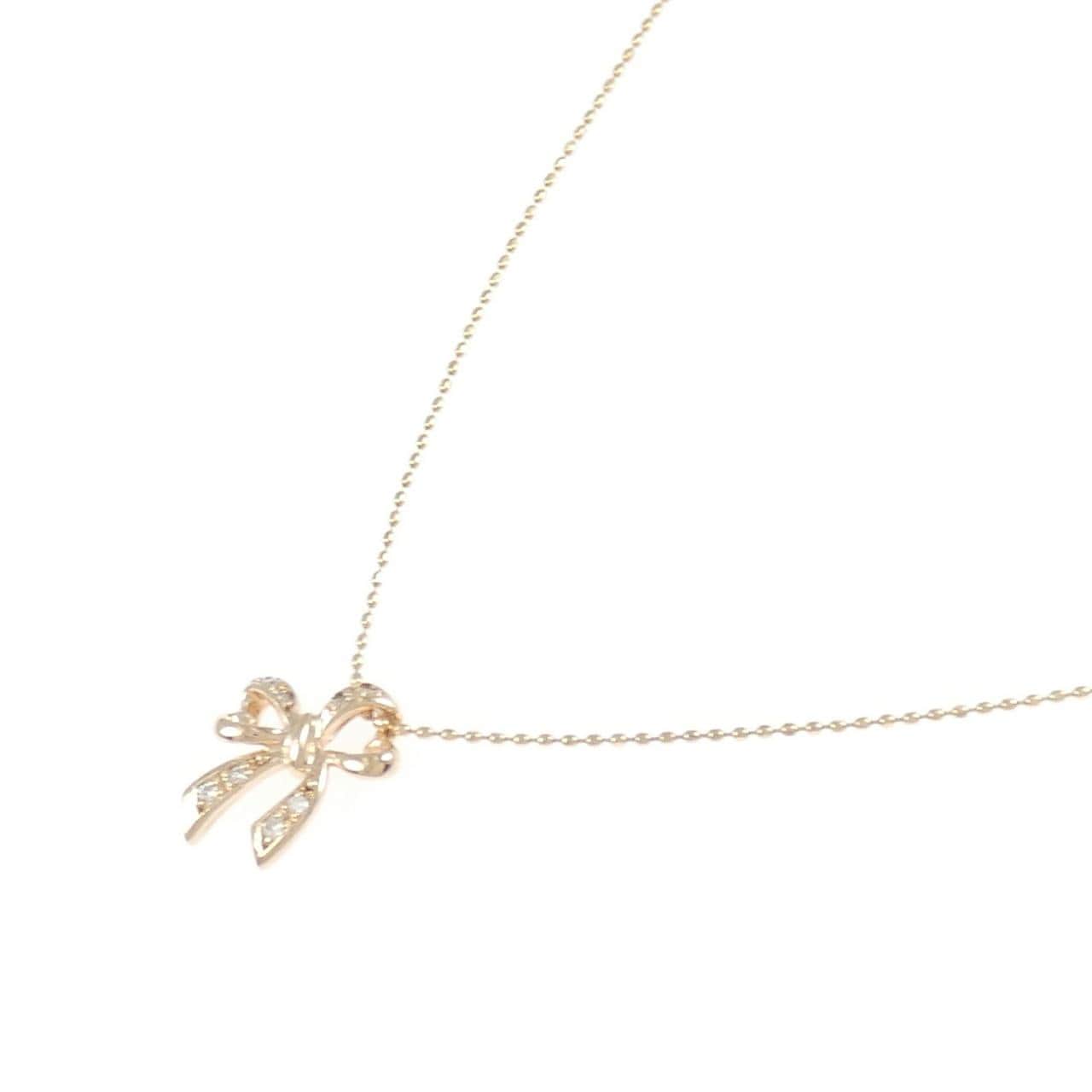 K10PG リボン ダイヤモンド ネックレス 0.05CT