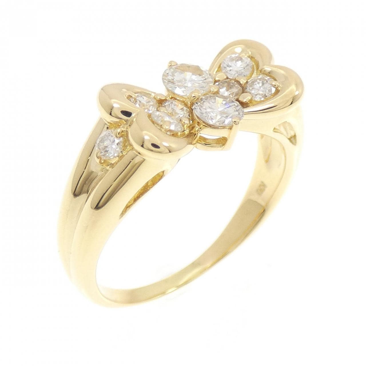 K18YG リボン ダイヤモンド リング 0.74CT