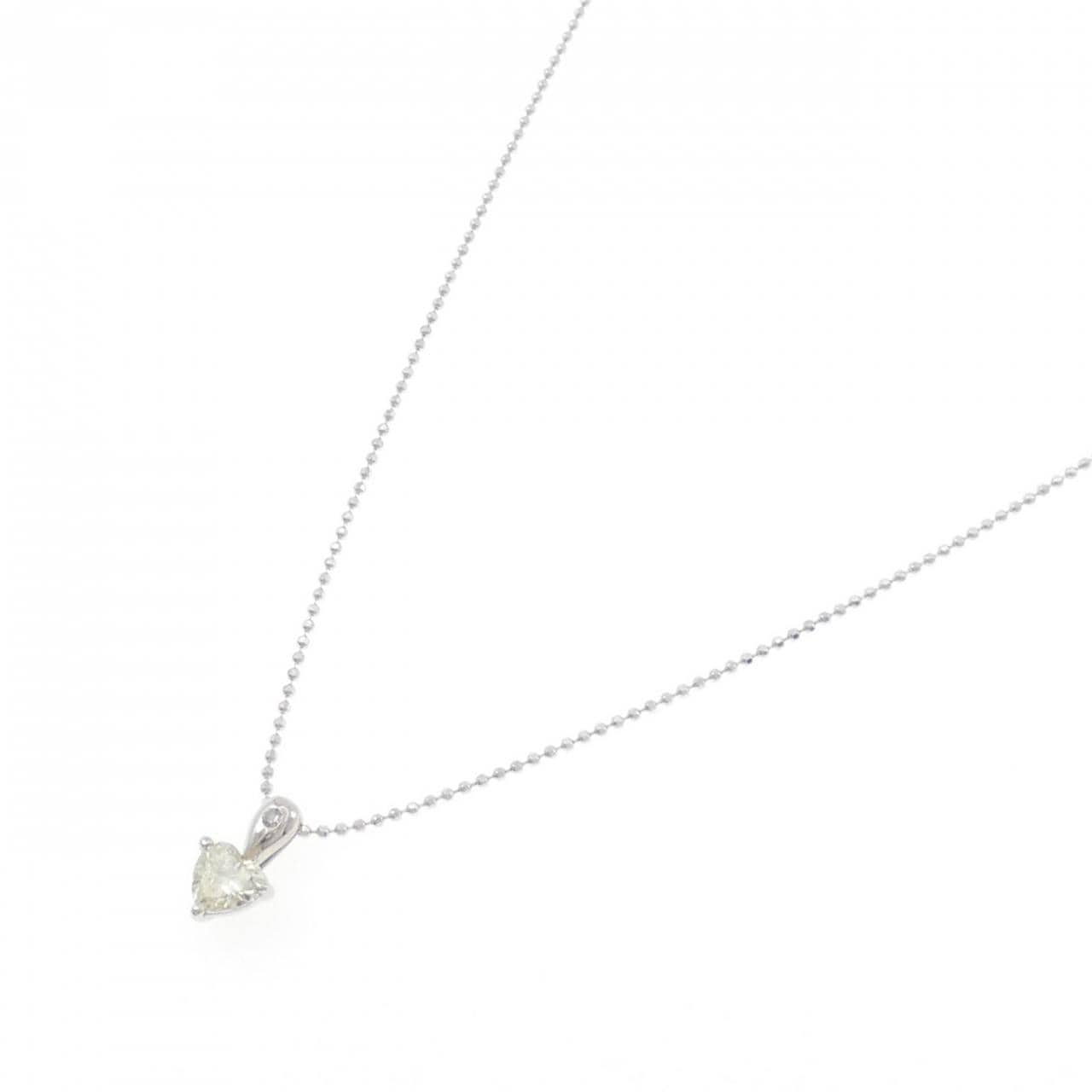 PT900/K18WG ハート ダイヤモンド ネックレス 0.464CT