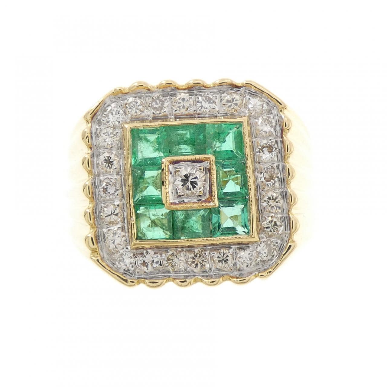 K18YG/K18WG エメラルド リング 0.88CT