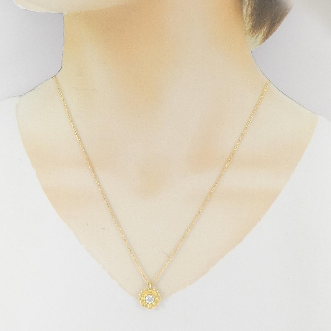 K18YG 花朵鑽石項鍊 0.347克拉