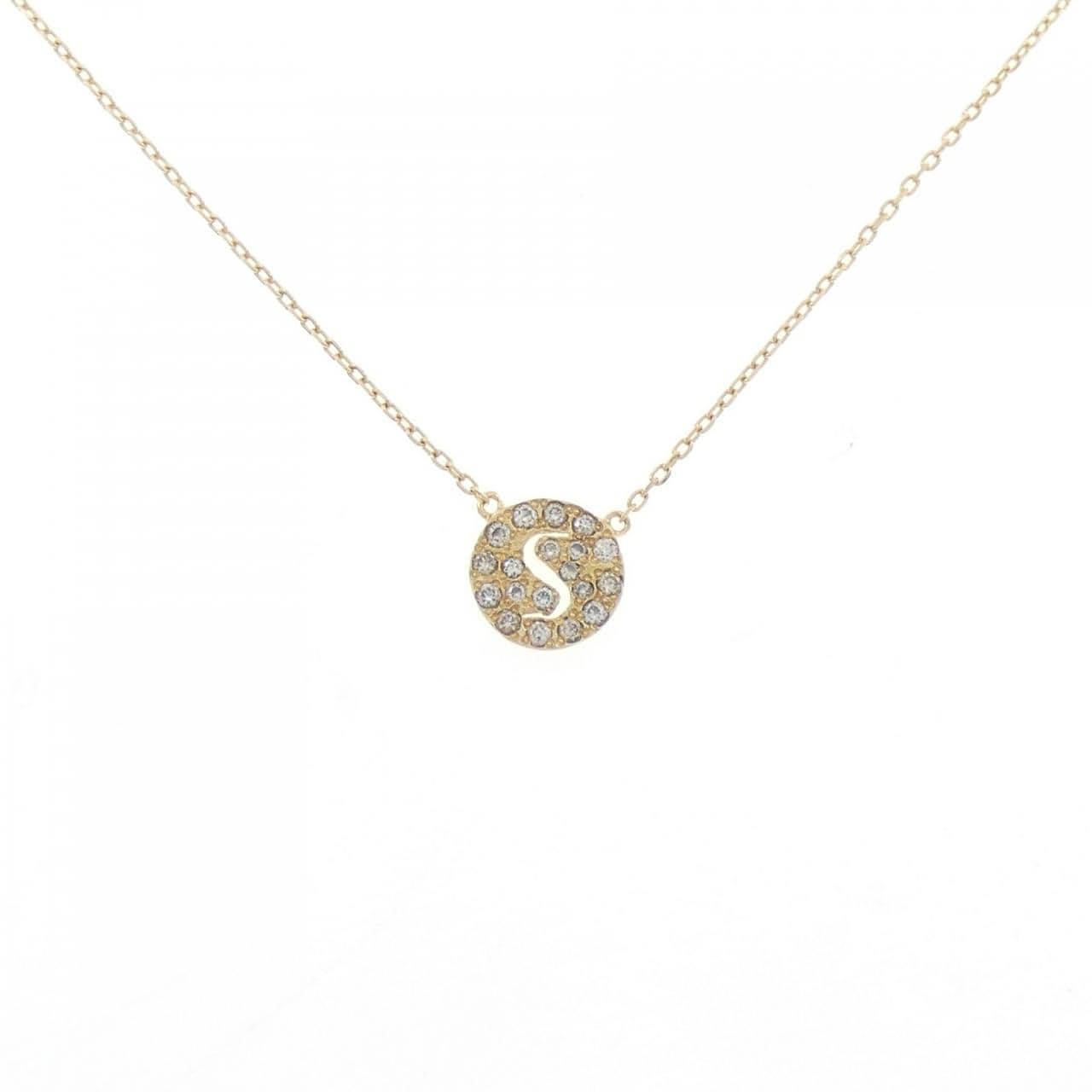 K10YG イニシャルS ダイヤモンド ネックレス