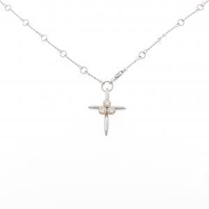 K18WG/K18PG クロス ダイヤモンド ネックレス 0.27CT