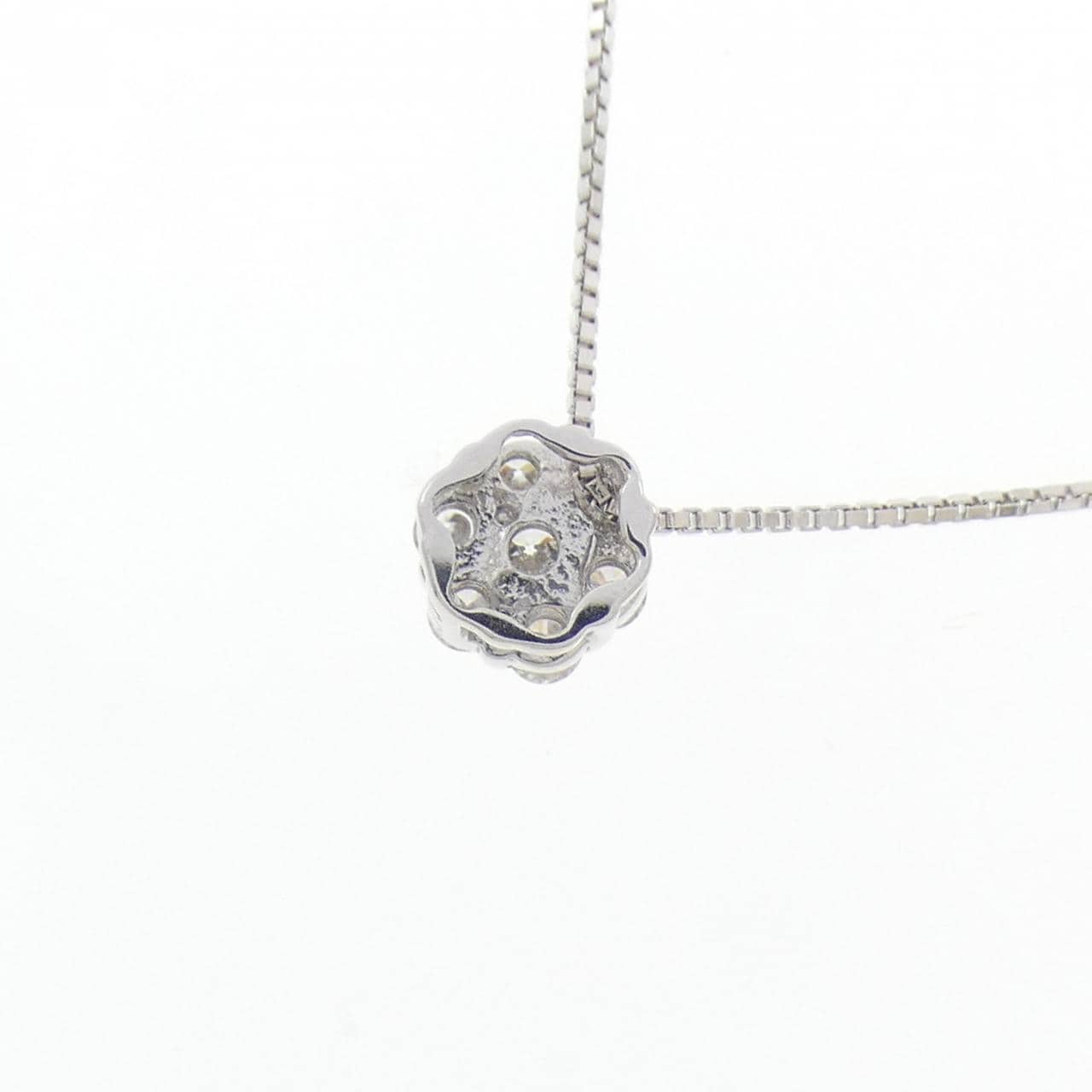 K10WG フラワー ダイヤモンド ネックレス 0.10CT