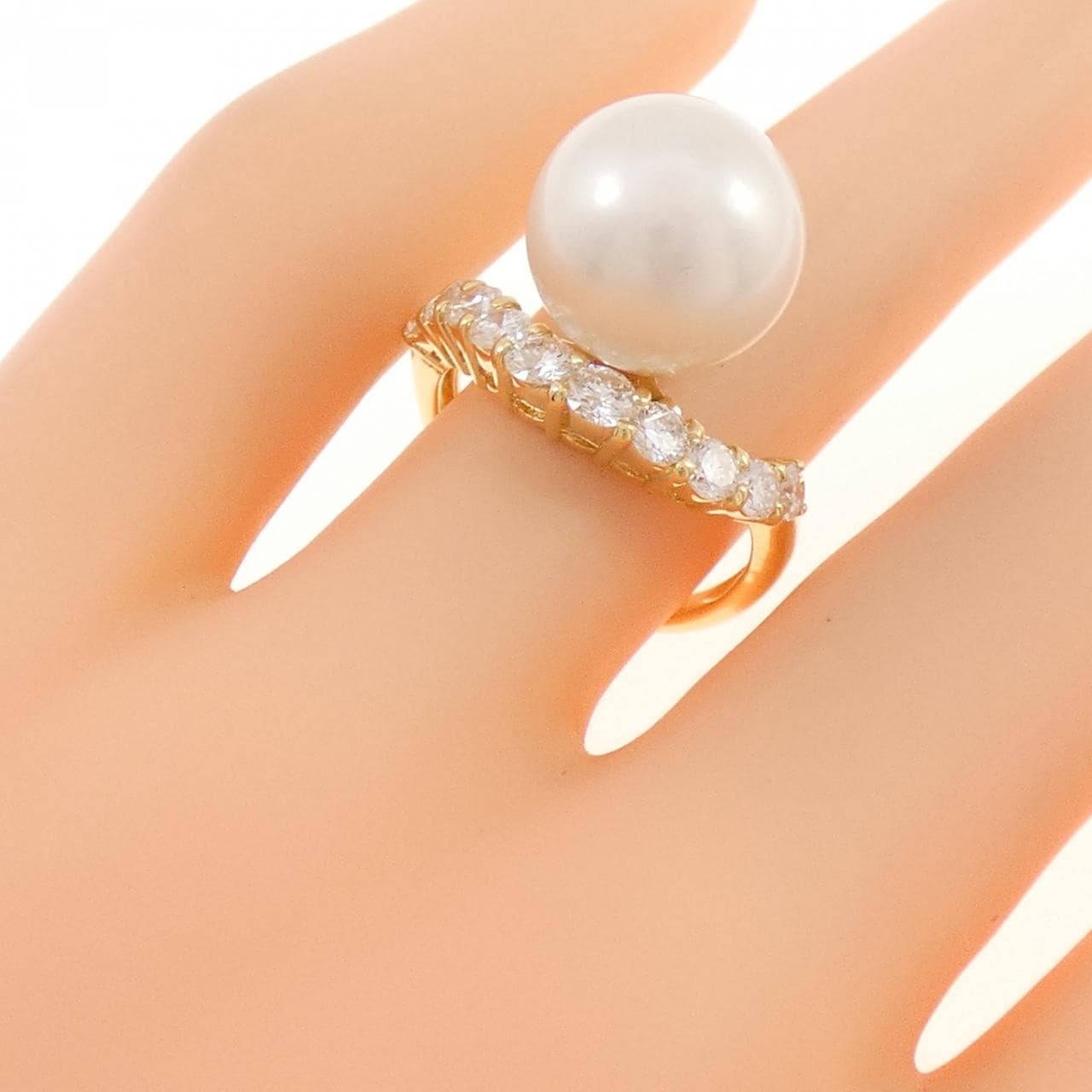 K18YG 白蝶パール リング 11.5mm