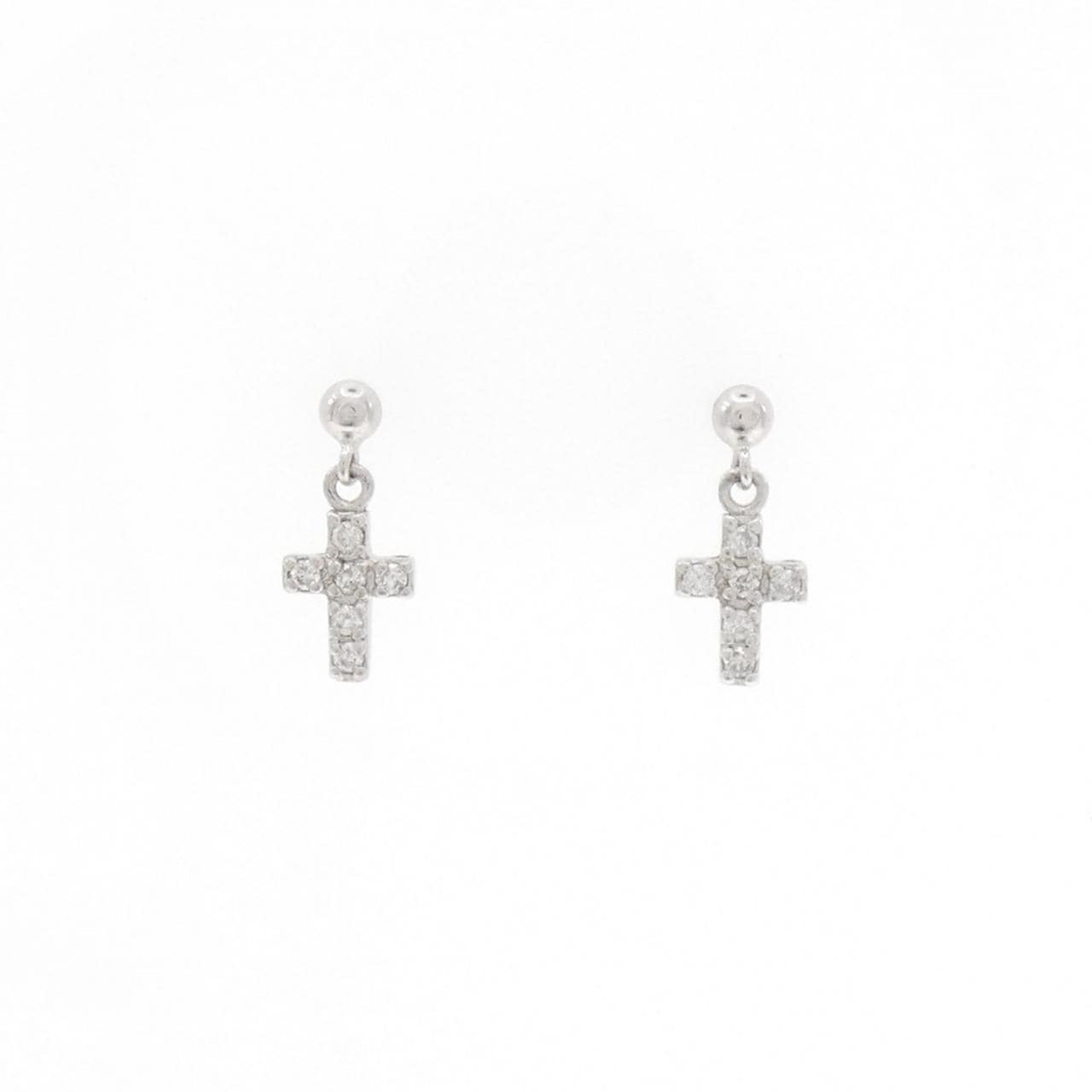 PT900 クロス ダイヤモンド ピアス 0.10CT