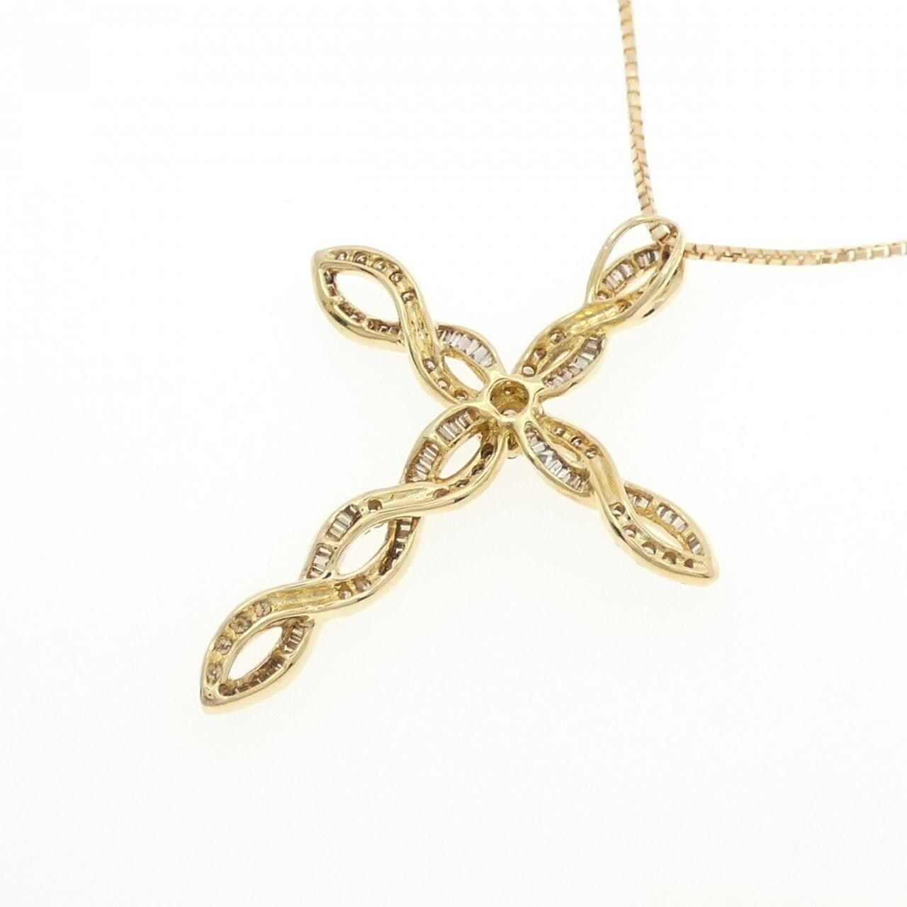K18YG Cross Diamond Necklace 0.87CT