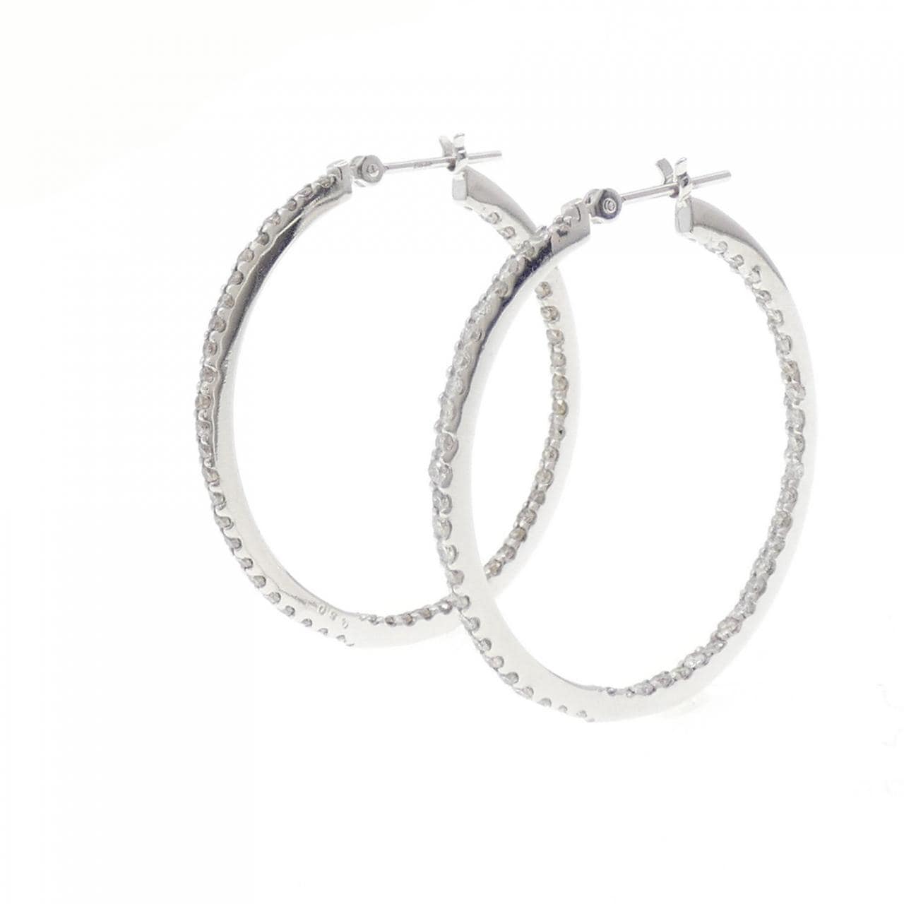 K18WG フープ ダイヤモンド ピアス 1.00CT