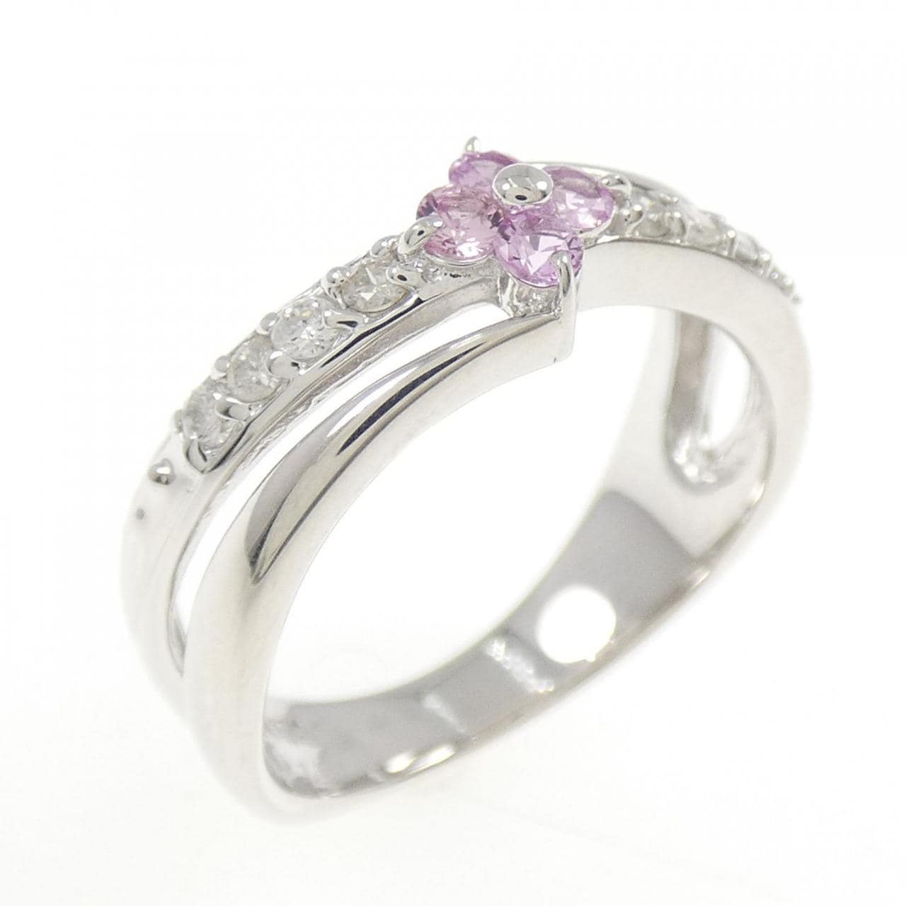 K14WG フラワー サファイヤ リング