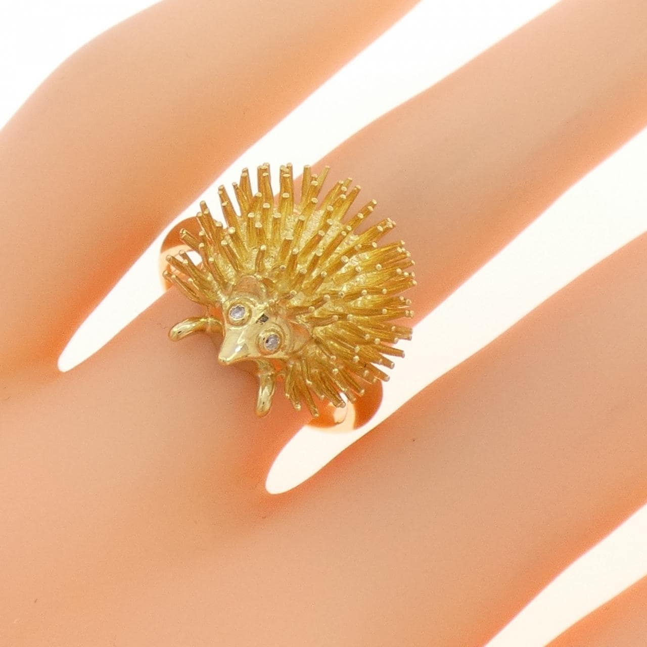 K18YG ハリネズミ ダイヤモンド リング 0.02CT