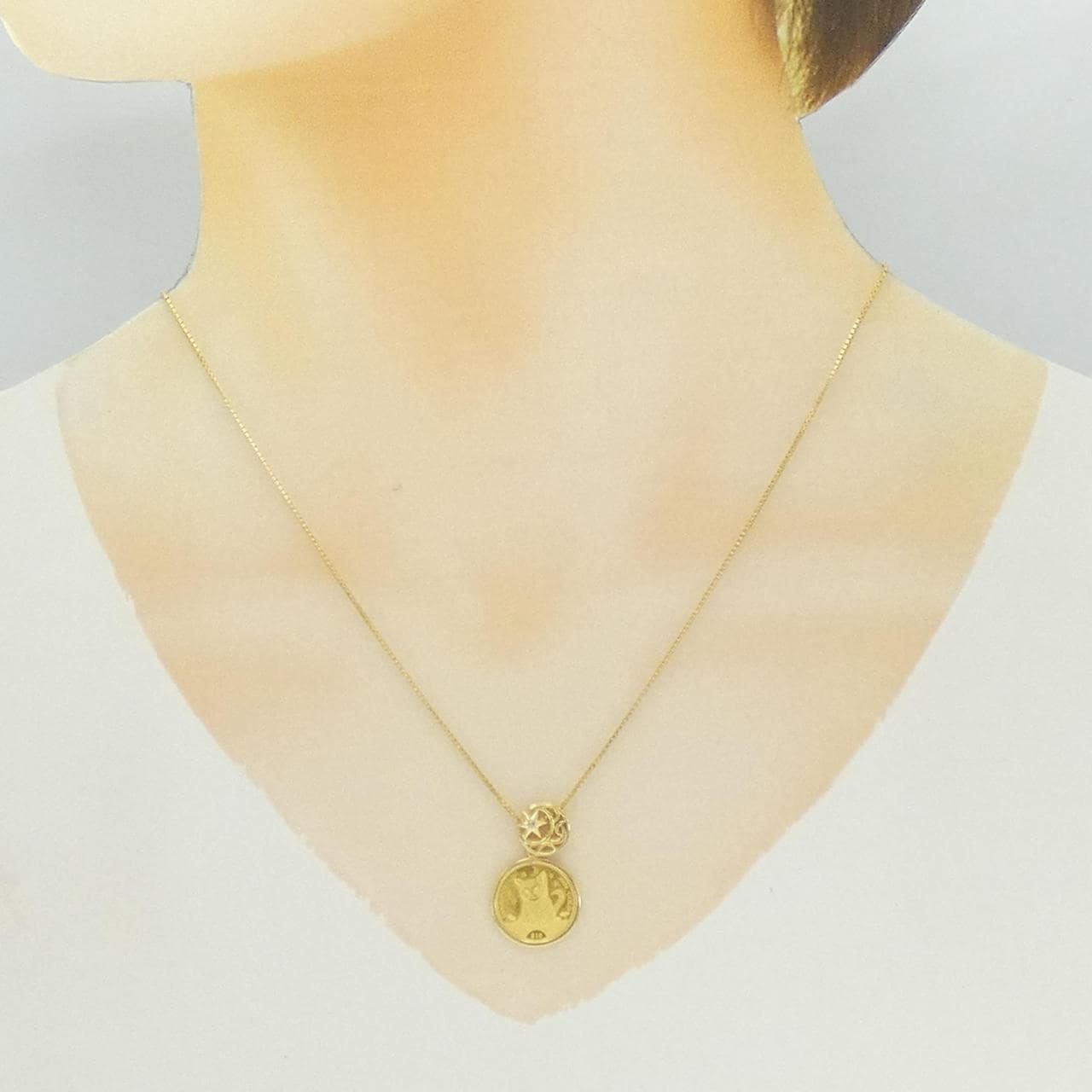 K18YG(枠) ダイヤモンド コイン ネックレス 0.01CT