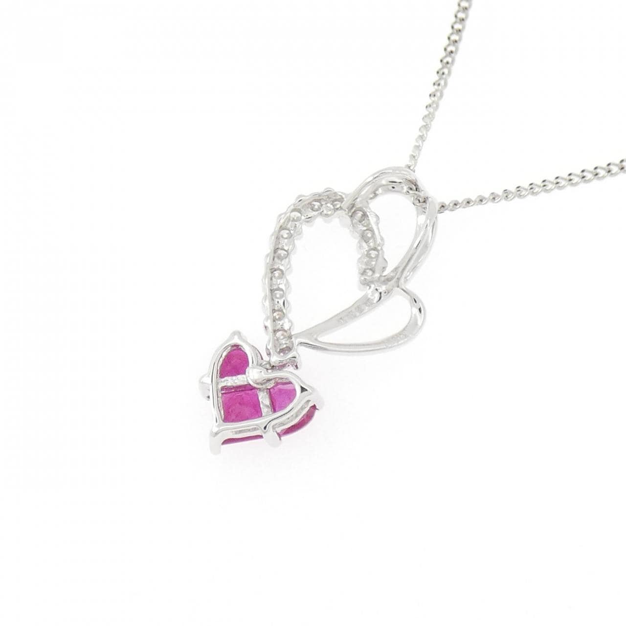 K18WG ハート ルビー ネックレス 0.60CT