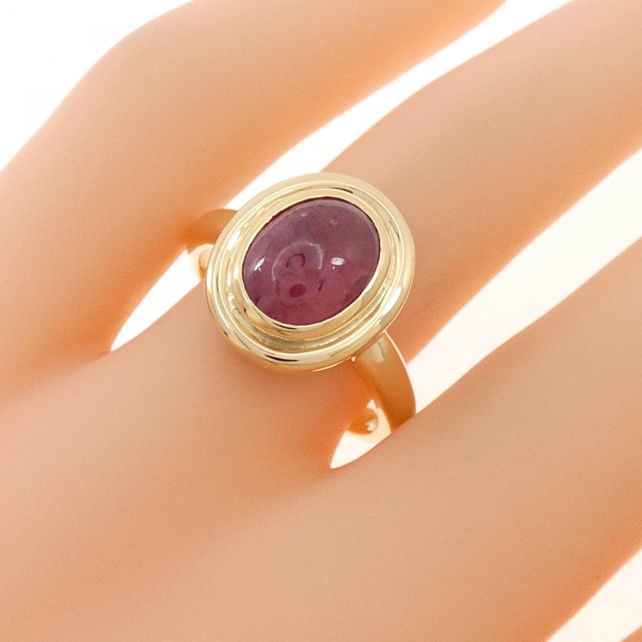 K18YG ルビー リング 3.49CT