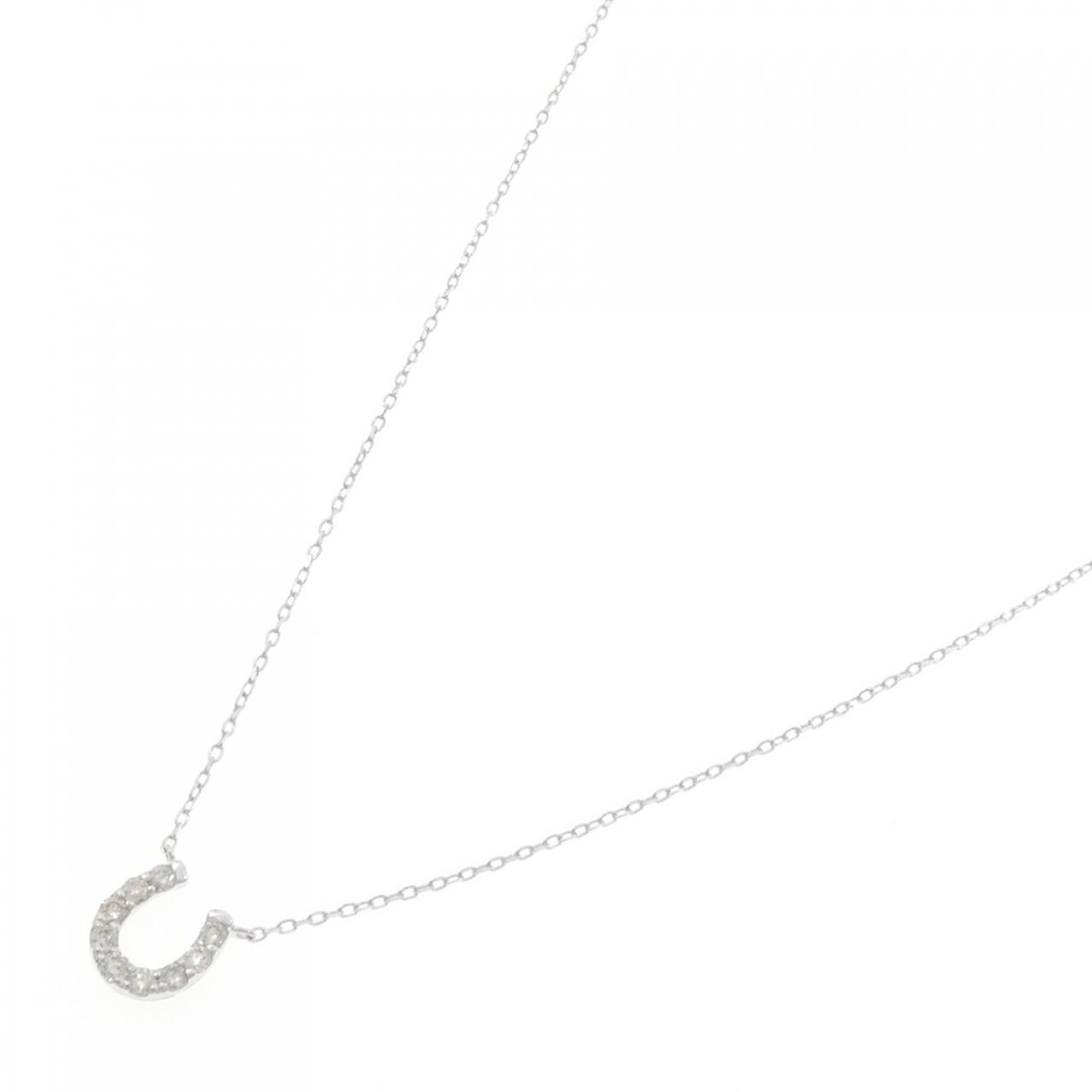 K10WG ホースシュー ダイヤモンド ネックレス 0.19CT