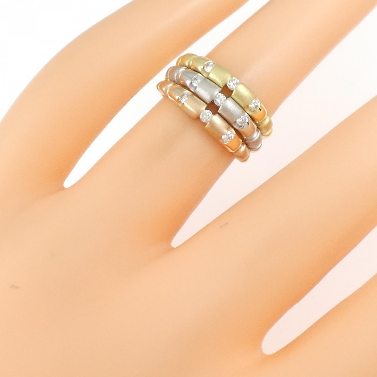 K18YG/PT900/K18PG ダイヤモンド リング 0.20CT