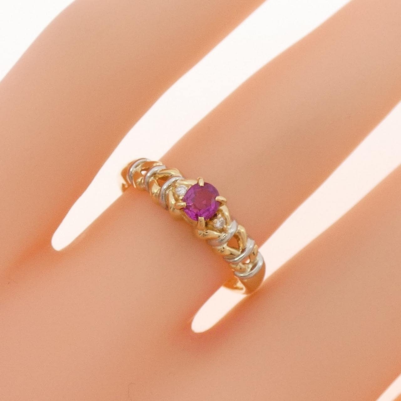 K18YG/PT900 ルビー リング 0.28CT
