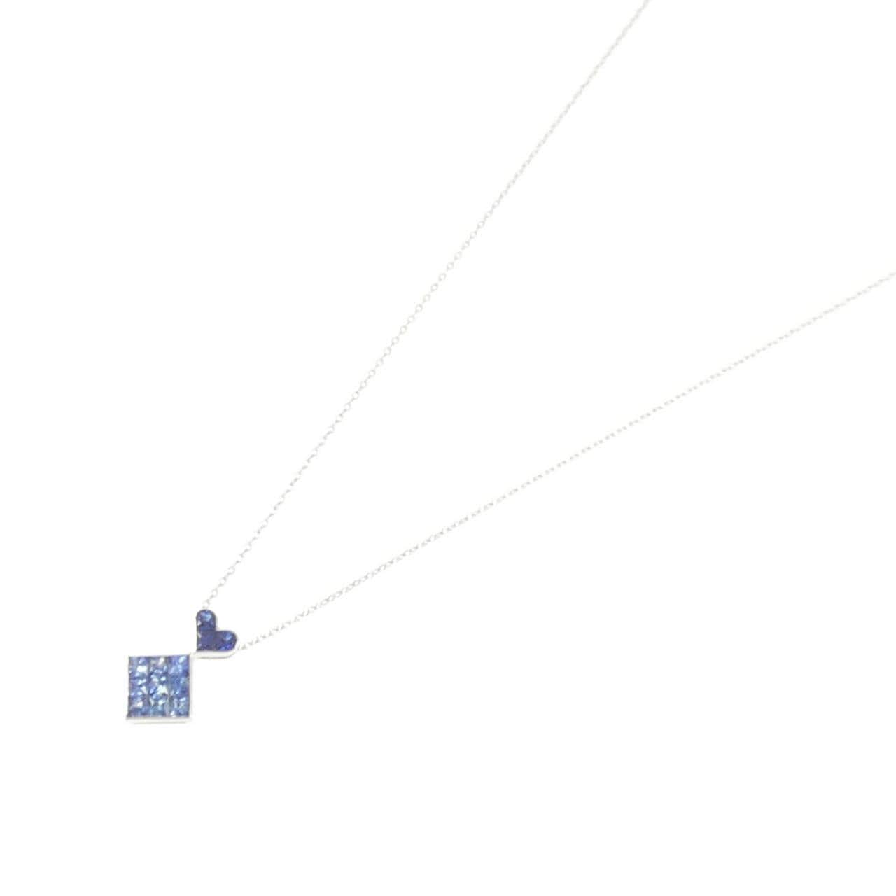 K18WG ハート サファイヤ ネックレス 0.74CT