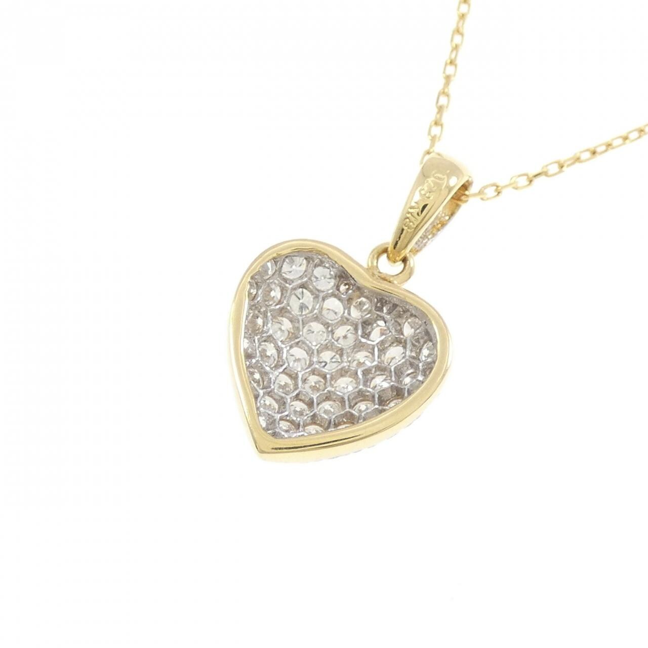 K18YG/K18WG密鑲心形鑽石項鍊 0.73克拉
