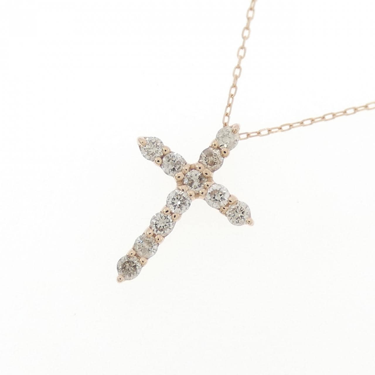 K18PG クロス ダイヤモンド ネックレス 0.20CT