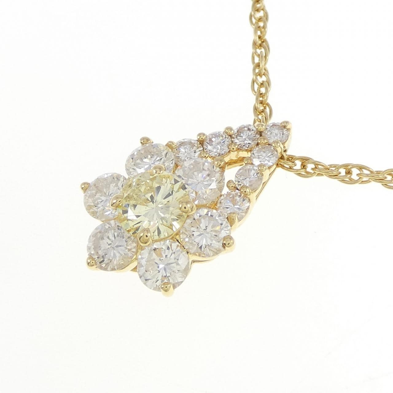 K18YG フラワー ダイヤモンド ネックレス 2.05CT