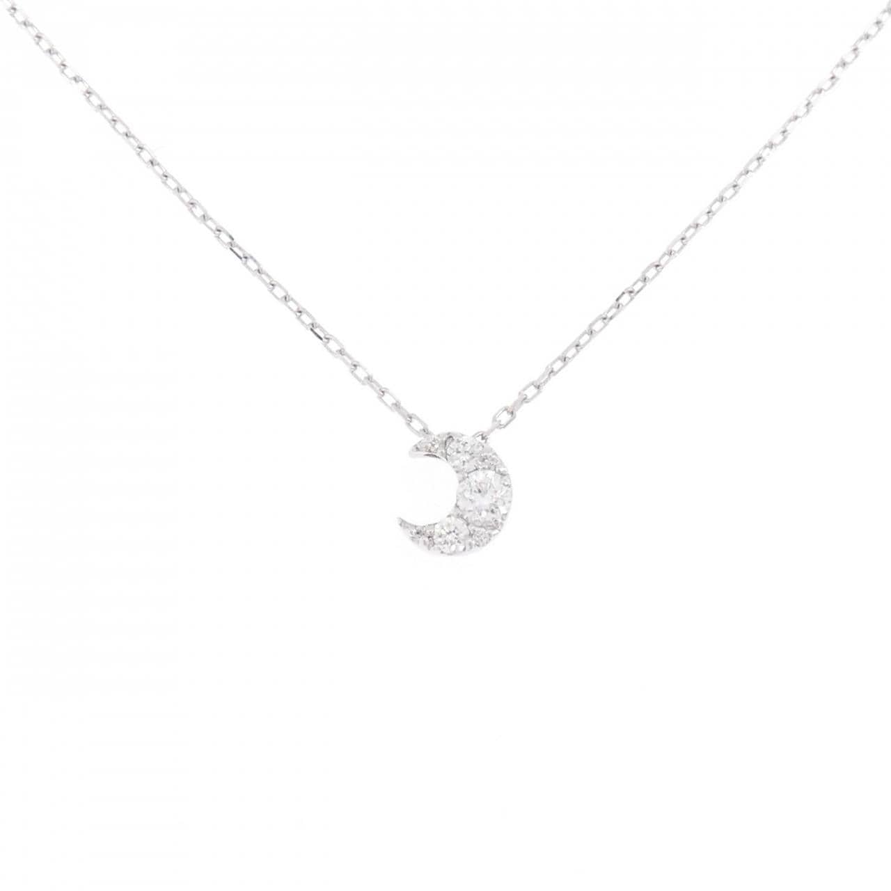 K18WG ムーン ダイヤモンド ネックレス 0.16CT