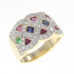 K18YG/K18WG カラーストーン リング