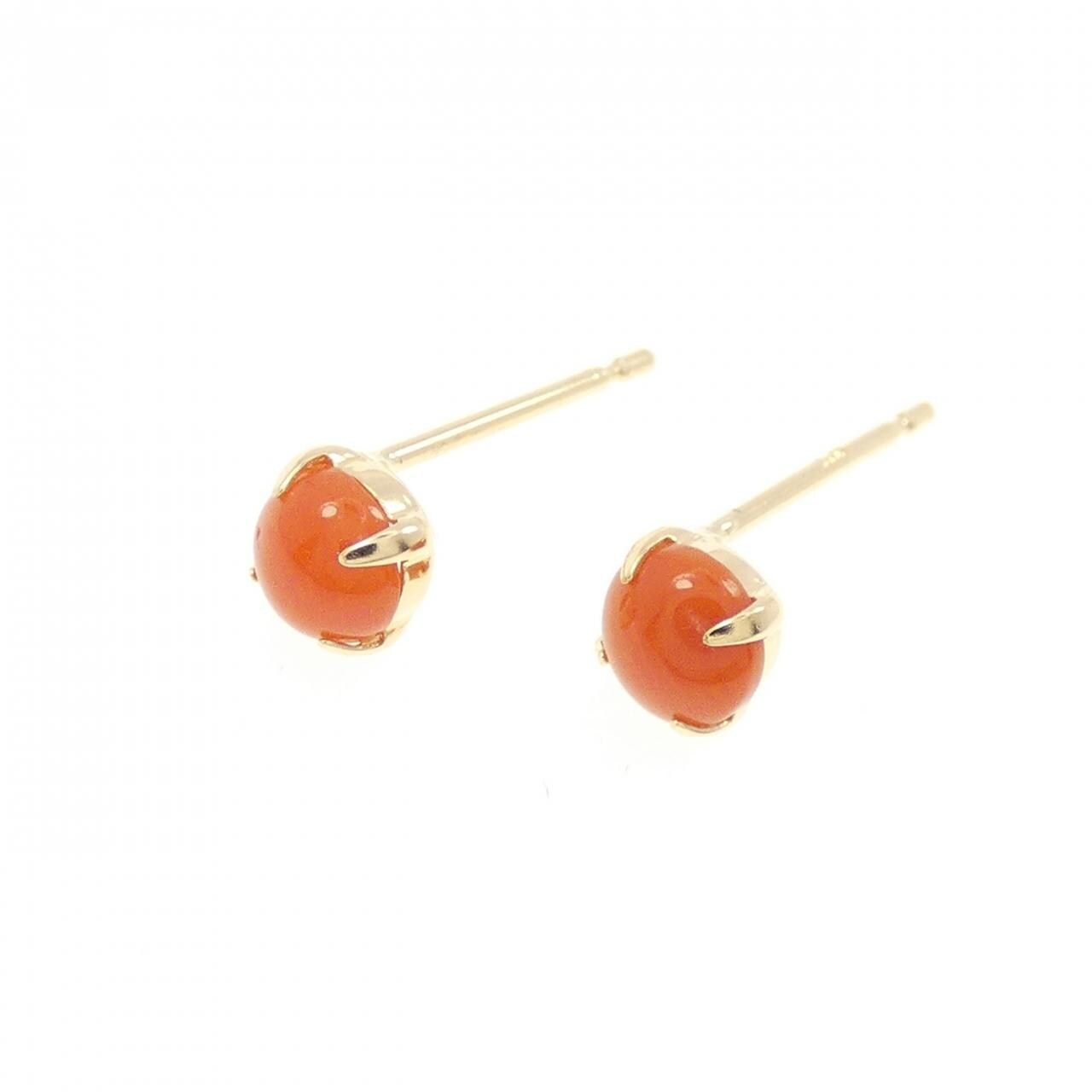[新品] K18YG 珊瑚耳环