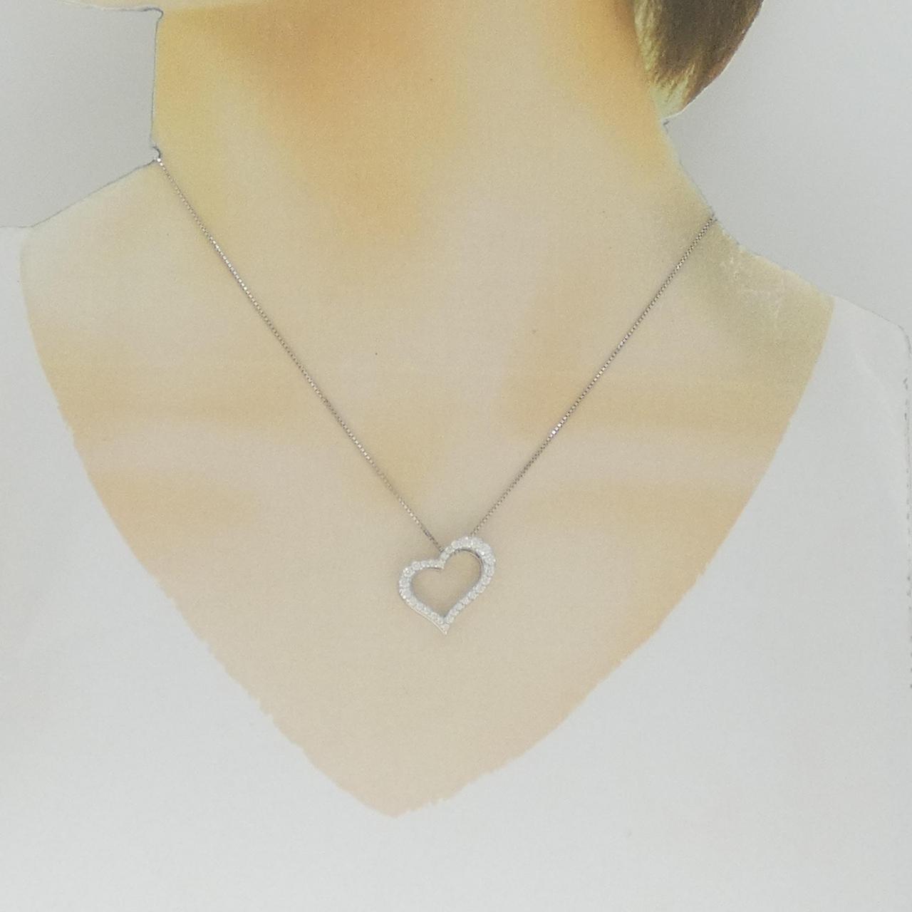 K18WG ハート ダイヤモンド ネックレス 0.50CT
