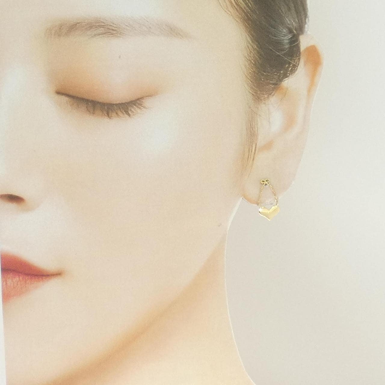 【新品】K18YG ハート×リボン ピアス