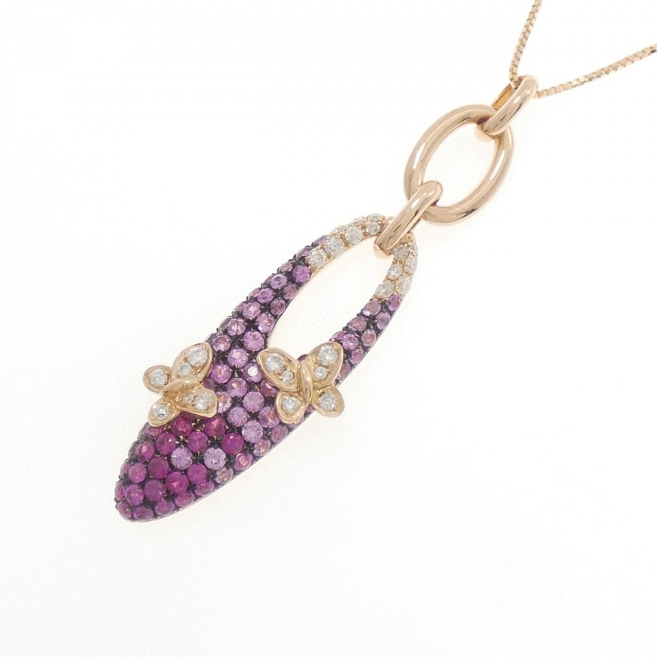 K18PG/K18BG バタフライ サファイヤ ネックレス 1.44CT