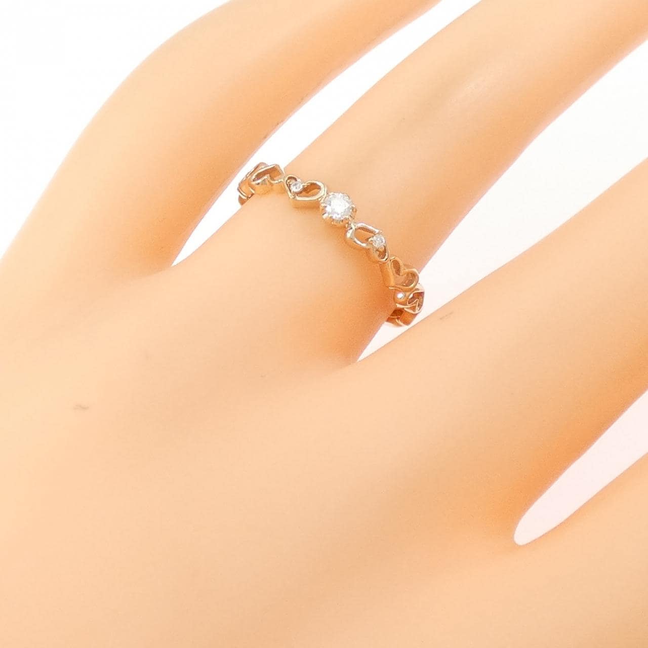 K10PG ハート ダイヤモンド リング