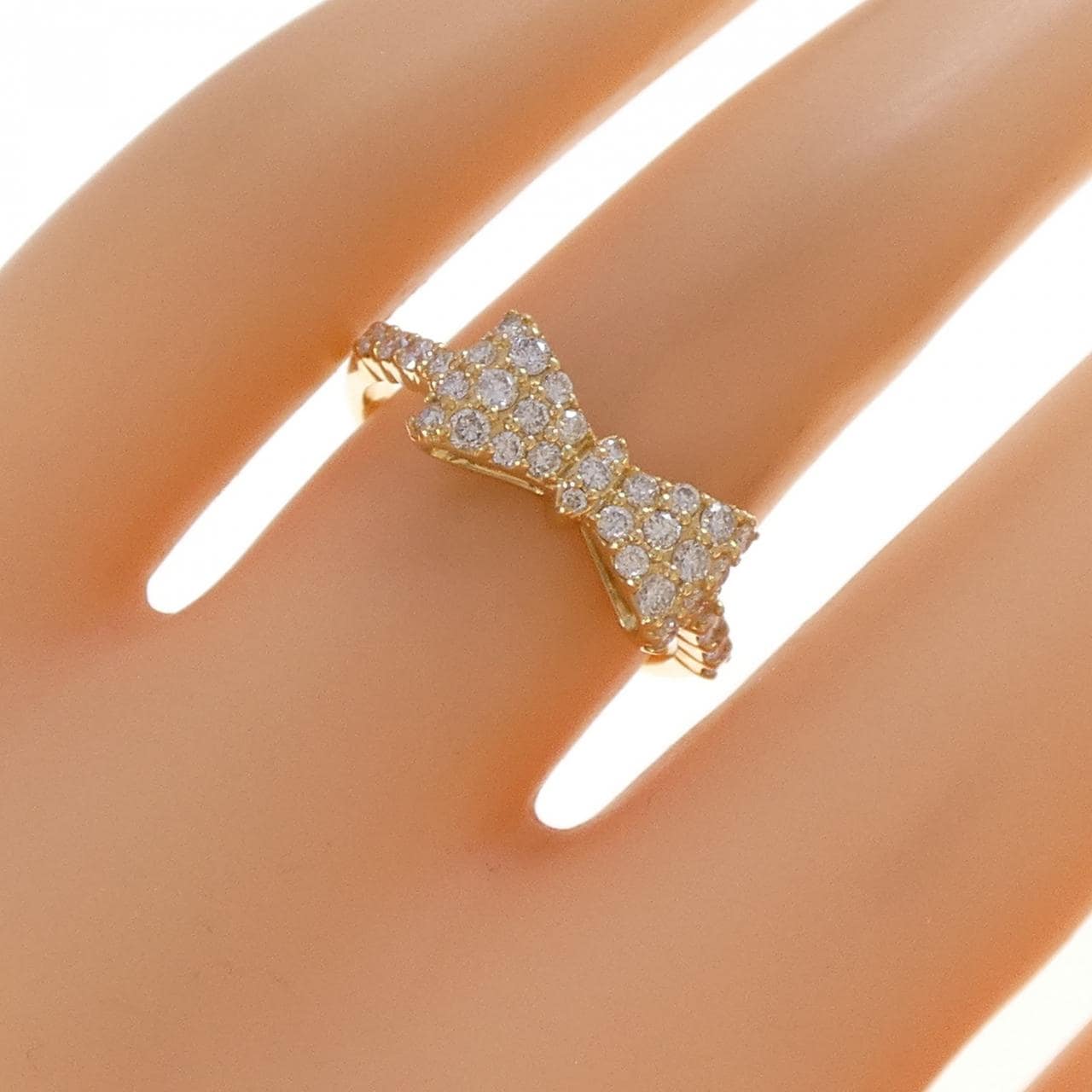 K18YG リボン ダイヤモンド リング 0.50CT