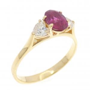 K18YG ハート ルビー リング 0.64CT