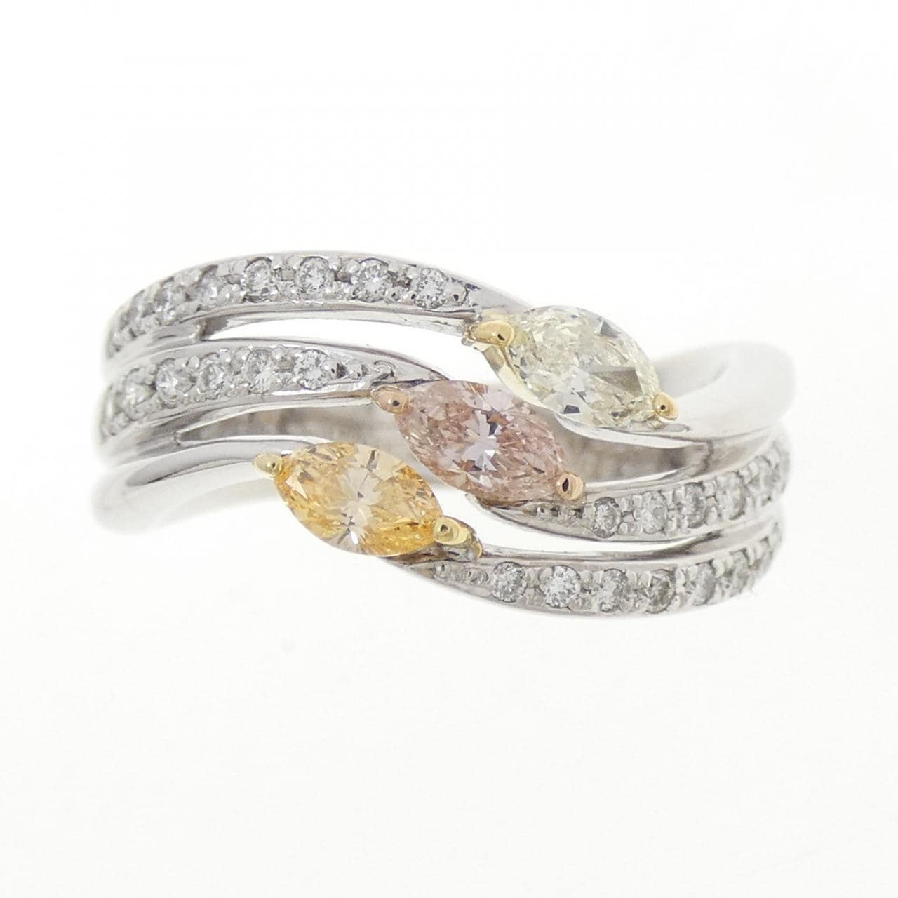 K18スリーカラー ダイヤモンド リング 0.176CT FLOP VS2 マーキスカット