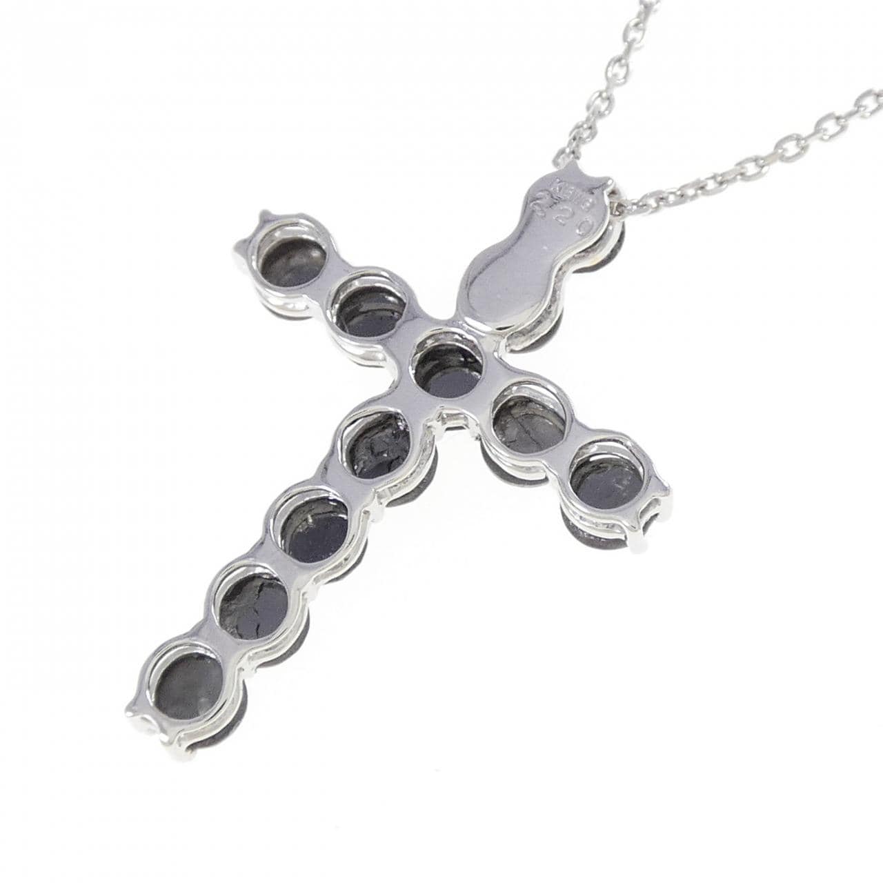 K18WG クロス ダイヤモンド ネックレス 2.20CT