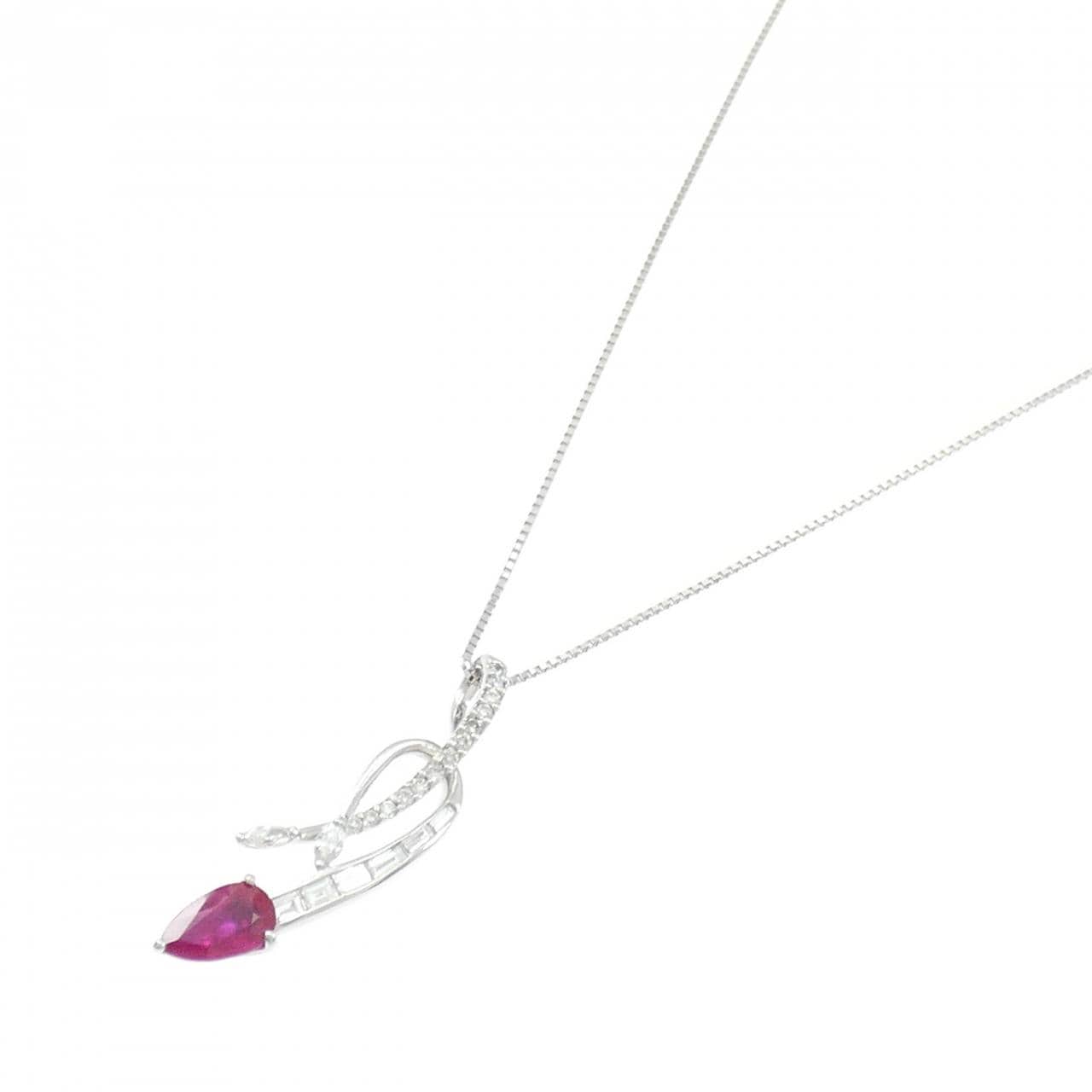 K18WG ルビー ネックレス 1.04CT