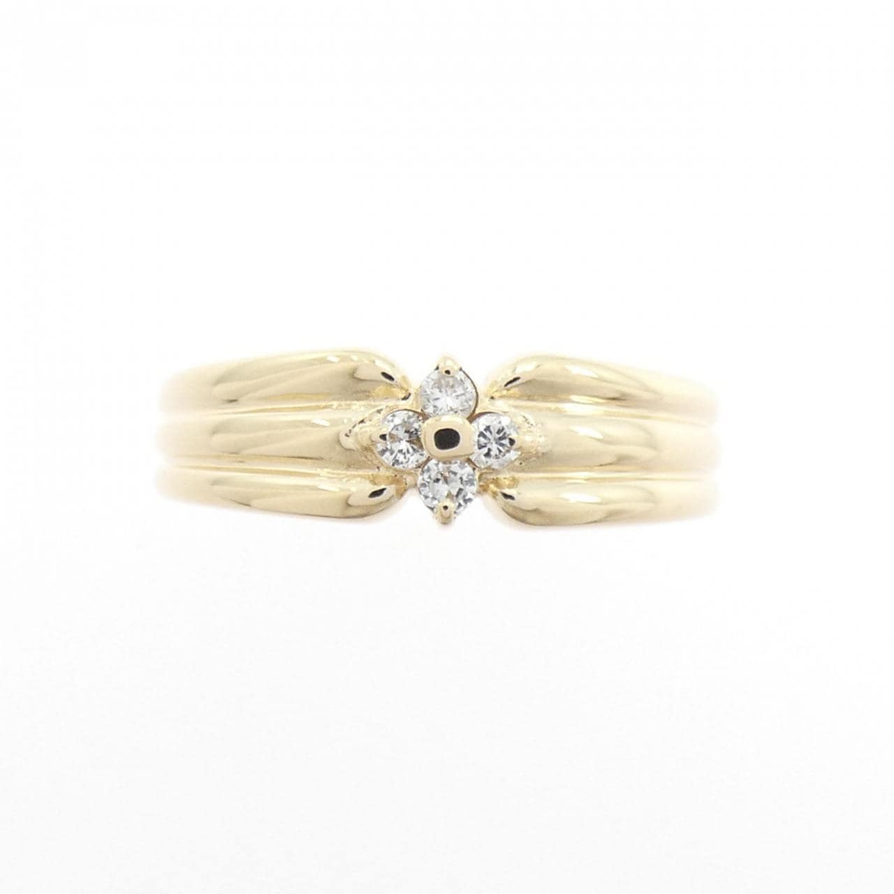 K10YG フラワー ダイヤモンド リング 0.06CT
