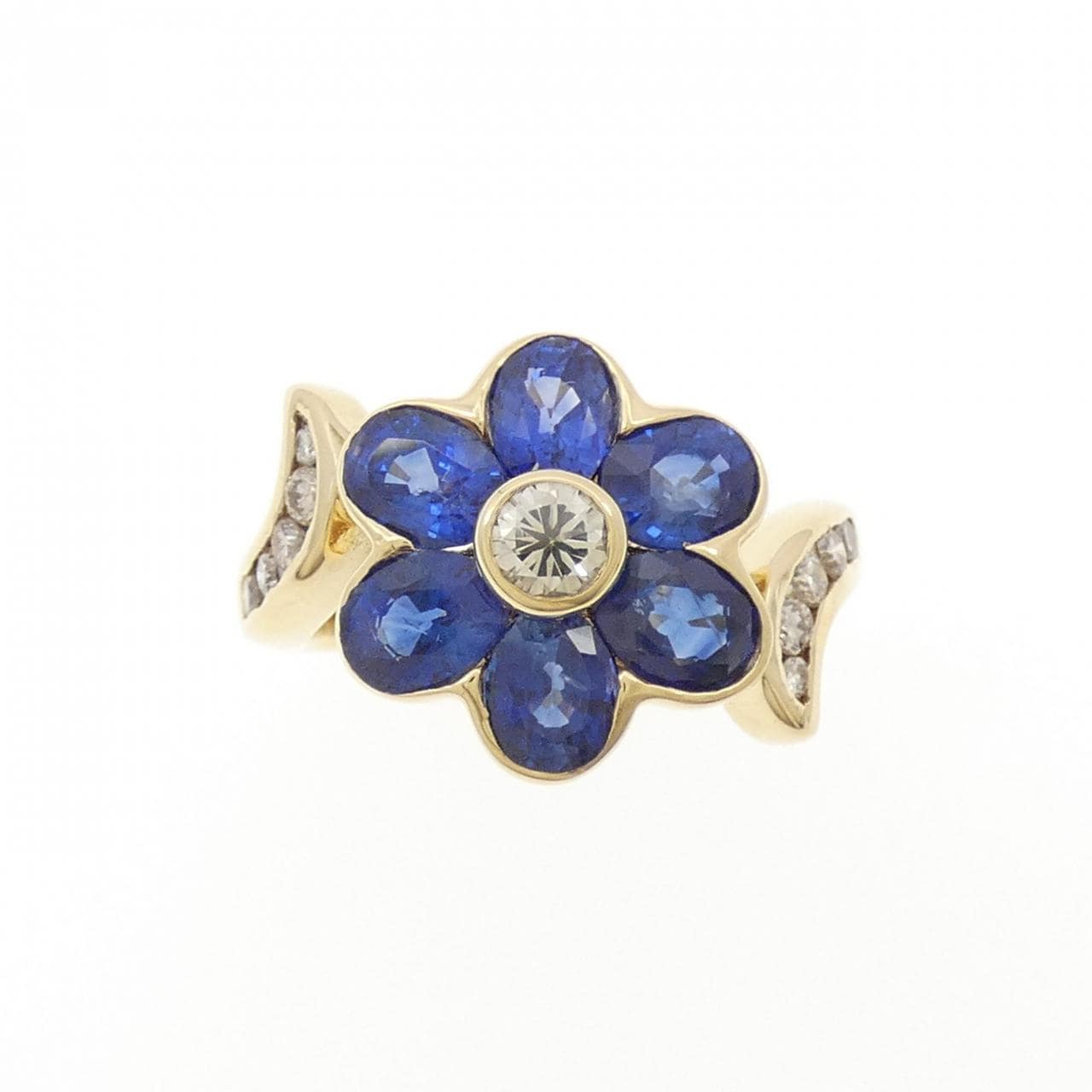K18YG フラワー サファイヤ リング 3.17CT