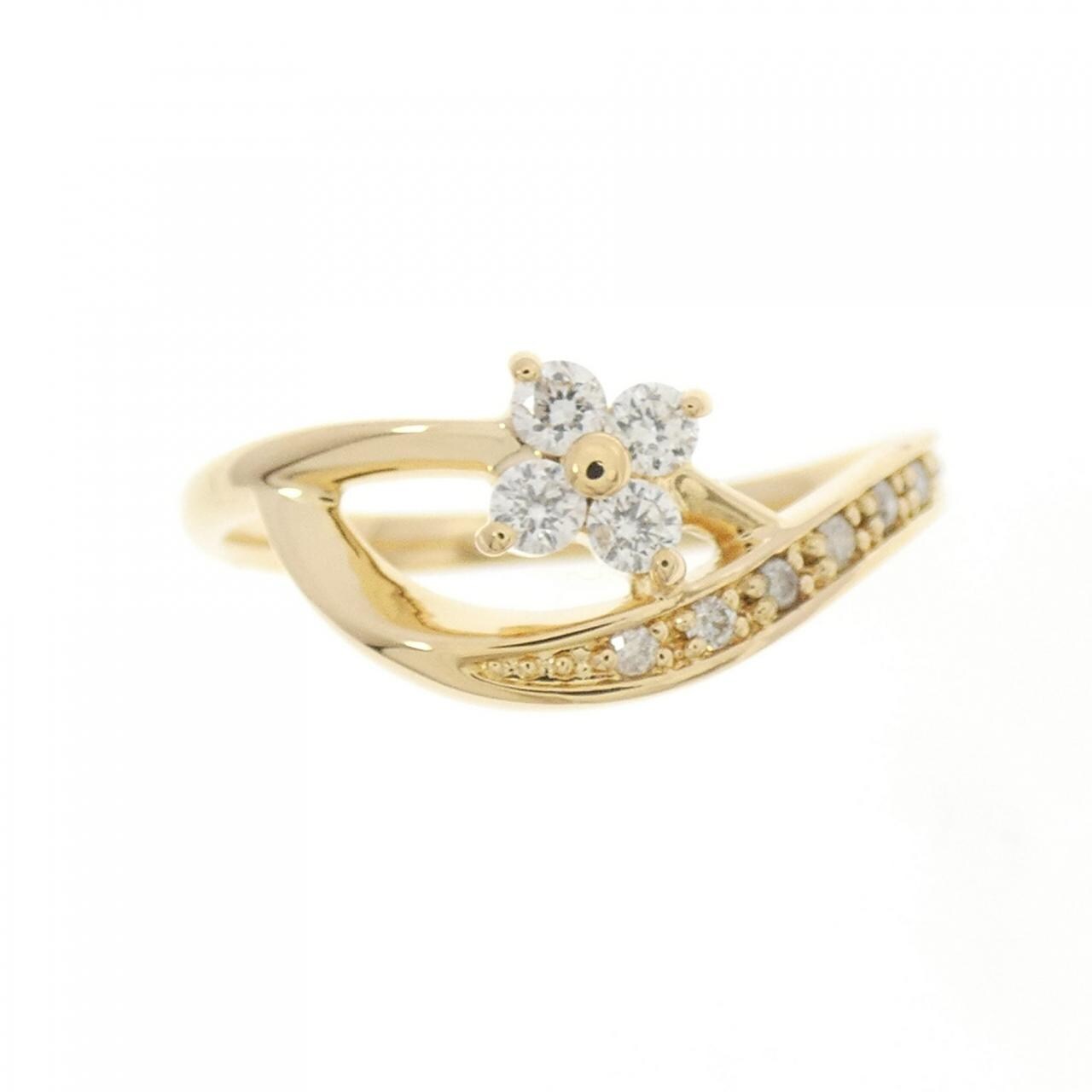 K18YG フラワー ダイヤモンド リング 0.15CT