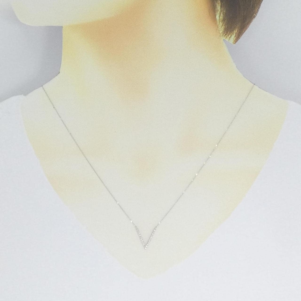 【新品】K18WG ダイヤモンド ネックレス 0.11CT