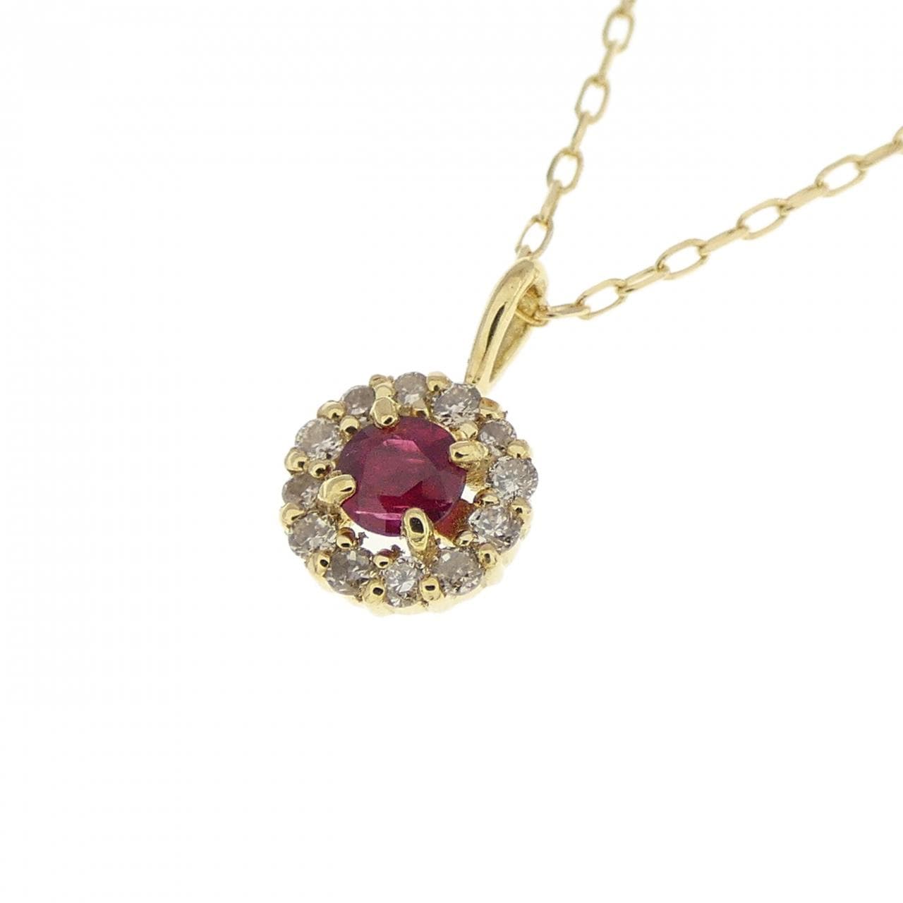[新品] K18YG 红宝石项链 0.04CT