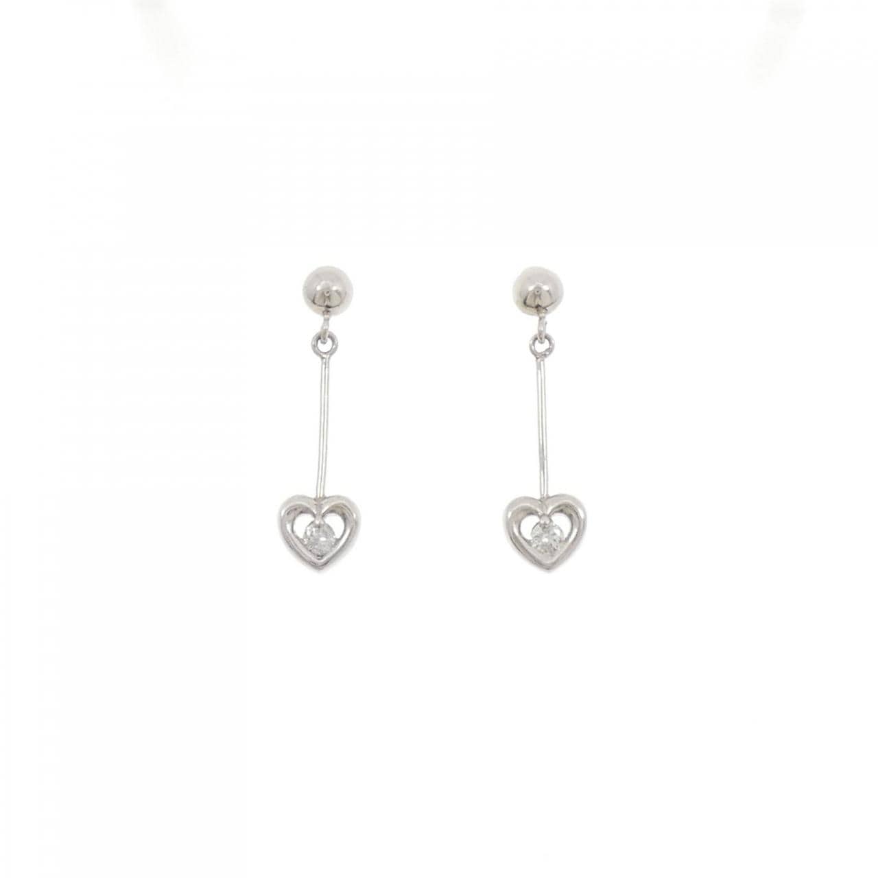 PT900 ハート ダイヤモンド ピアス 0.10CT