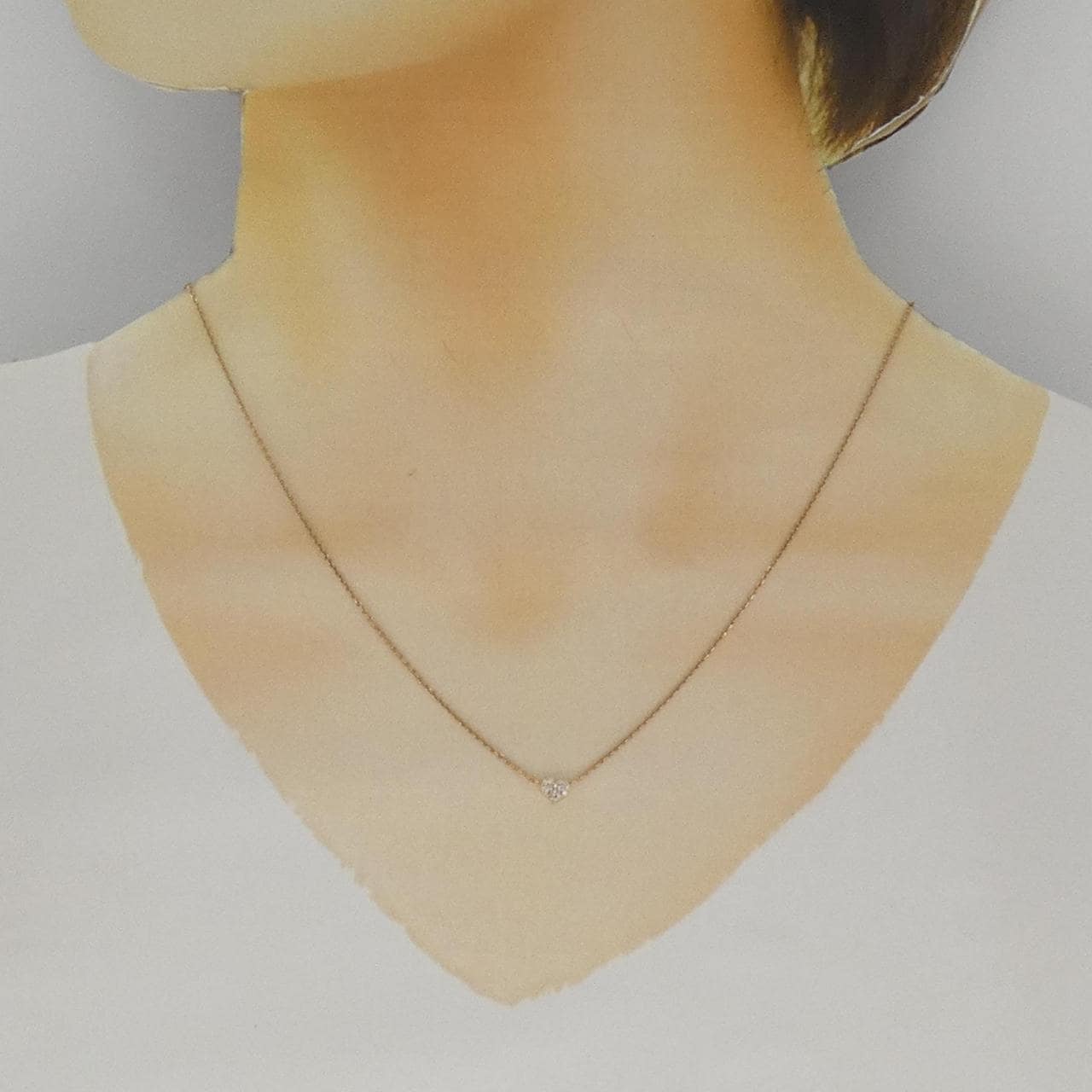 K10PG ハート ダイヤモンド ネックレス